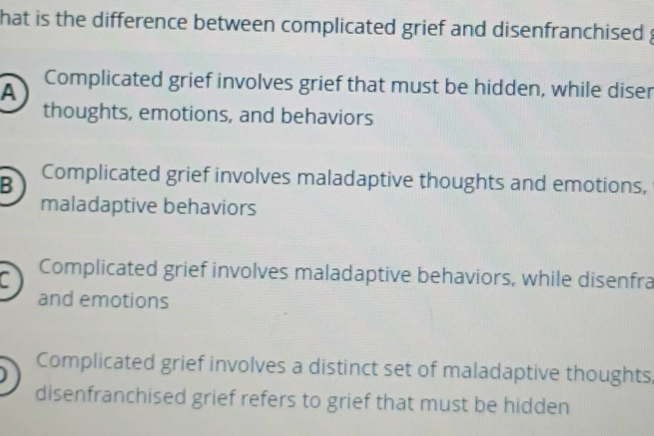 Solved: hat is the difference between complicated grief and ...