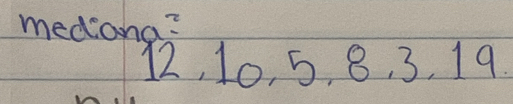 mediona?
12, 10, 5, 8, 3, 19