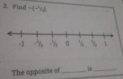 Find -(-^1/_3).
The opposite of _is_