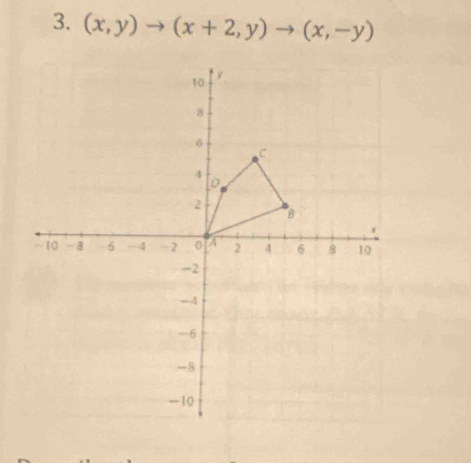 (x,y)to (x+2,y)to (x,-y)