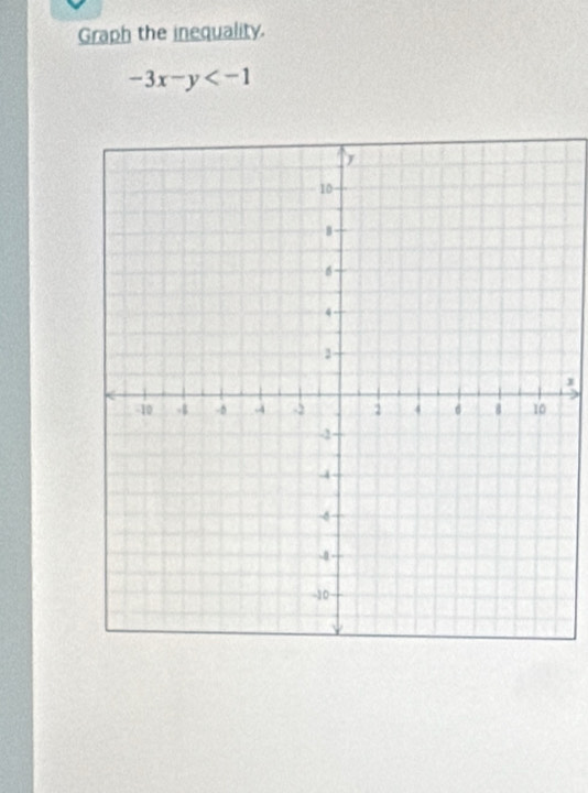 Graph the inequality.
-3x-y
J