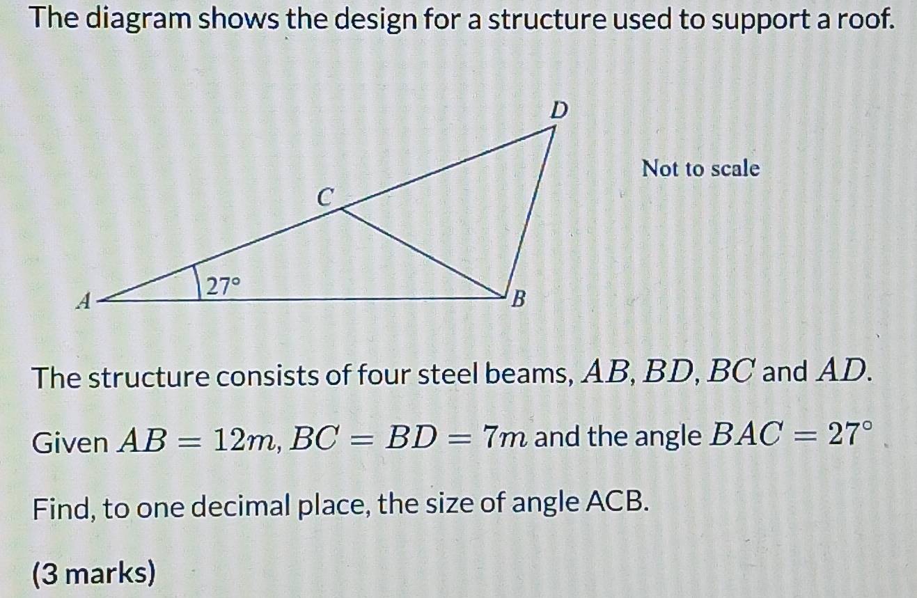 Solved: The diagram shows the design for a structure used to support a ...
