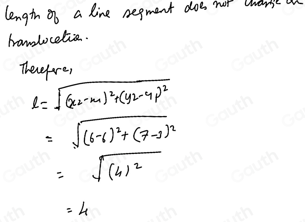 Solved: If a line segment with endpoints (6,3) and (6,7) is translated ...