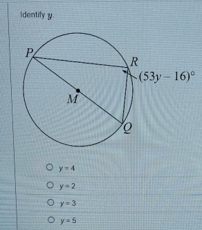 Identify y
y=4
y=2
y=3
y=5