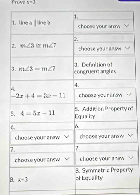 Prove x=3
of
y