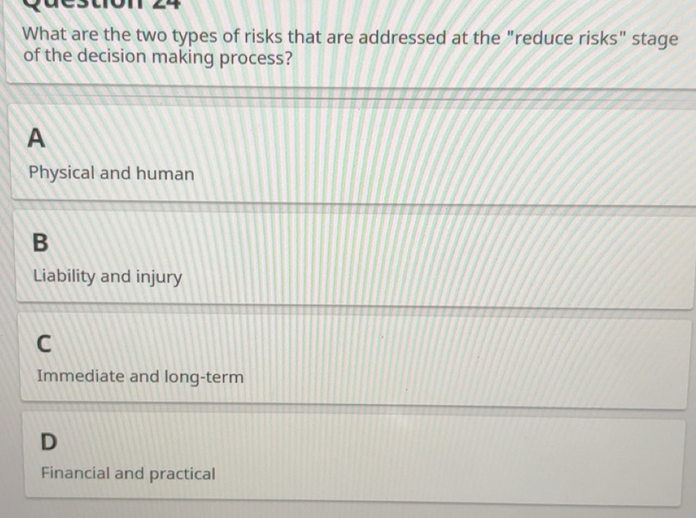 Solved: What are the two types of risks that are addressed at the ...