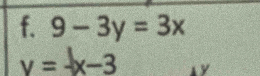 9-3y=3x
v= -x-3
2