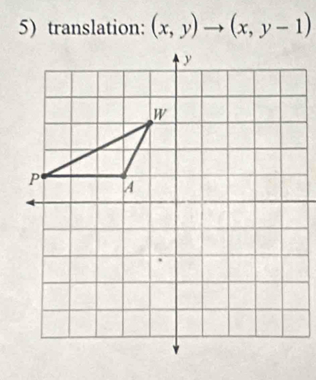 5)translation: (x,y)to (x,y-1)