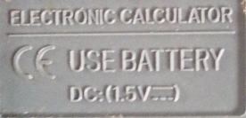 ELECTRONIC CALCULATOR 
USE BATTERY
DC:(1.5V...)