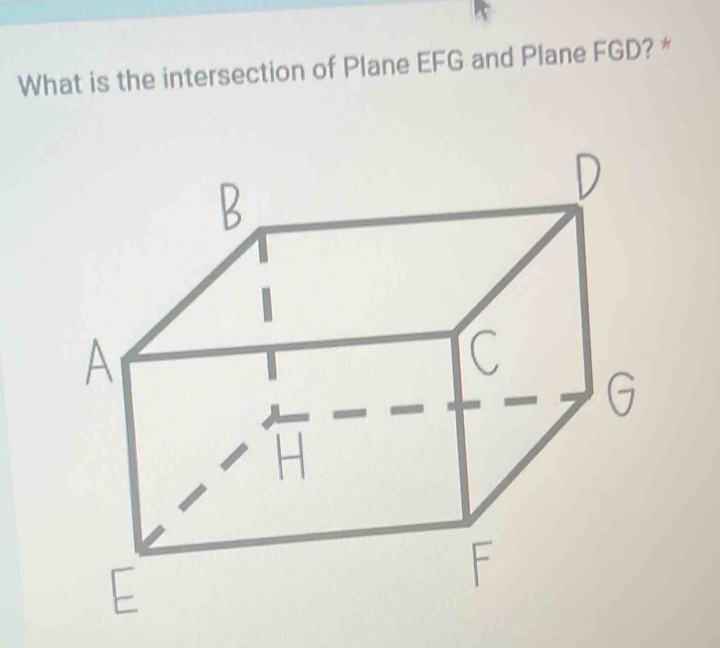 Solved: What is the intersection of Plane EFG and Plane FGD? * [Math]