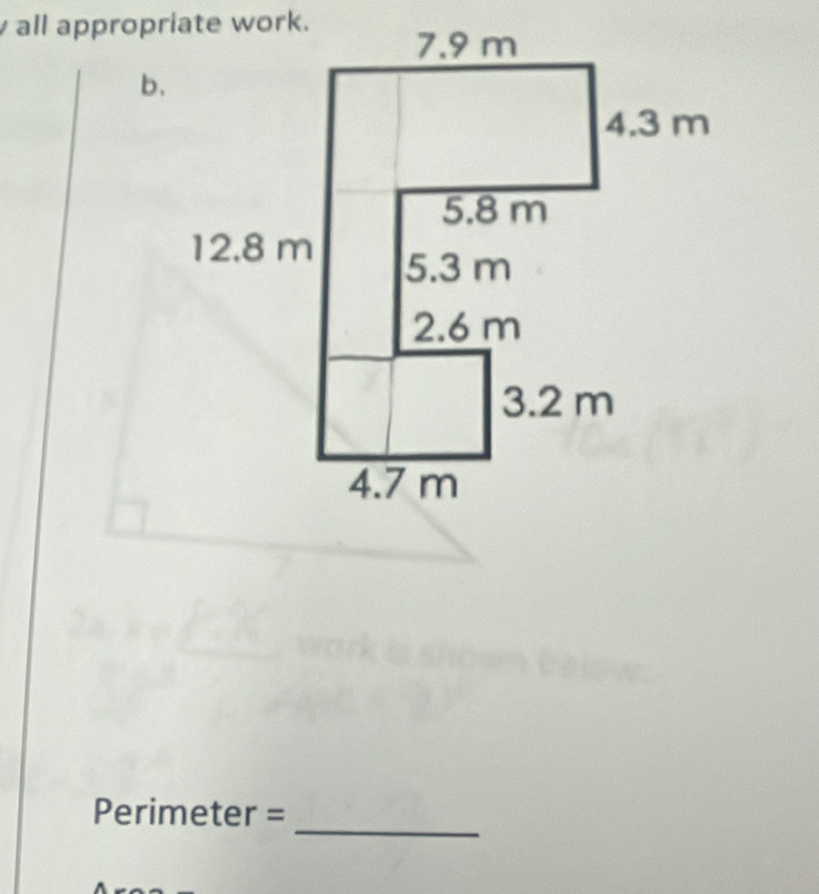 all appropriate work. 
b. 
_
Perimeter =