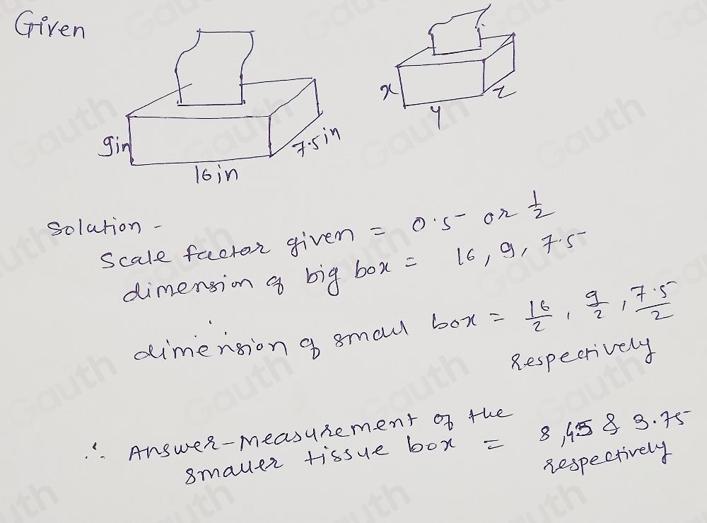 Solved: Two boxes of tissues are similar in shape and size. The larger ...