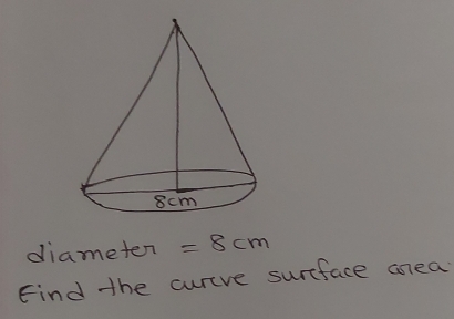 diameter =8cm
Find the curve surfface anea