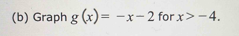 Graph g(x)=-x-2 for x>-4.