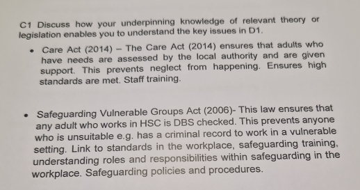 Solved: C1 Discuss how your underpinning knowledge of relevant theory ...