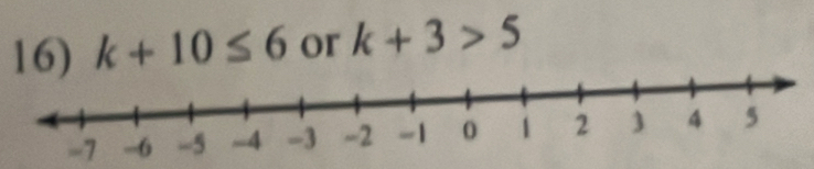 k+10≤ 6 or k+3>5