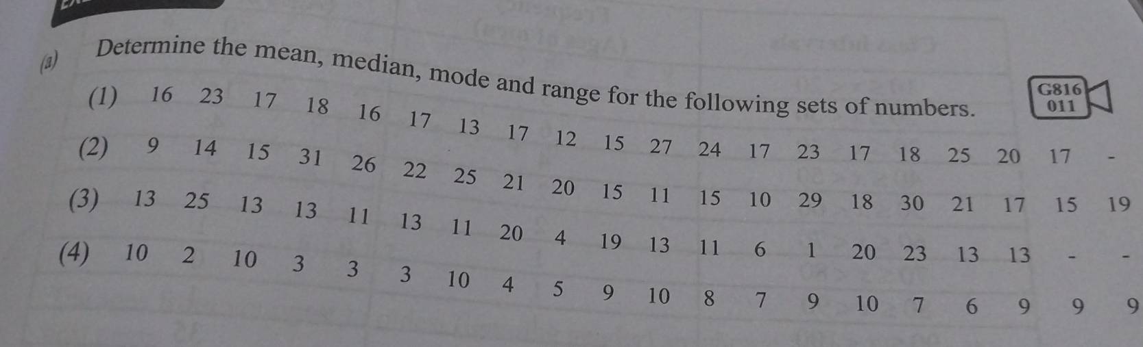 Determine the mean,
9