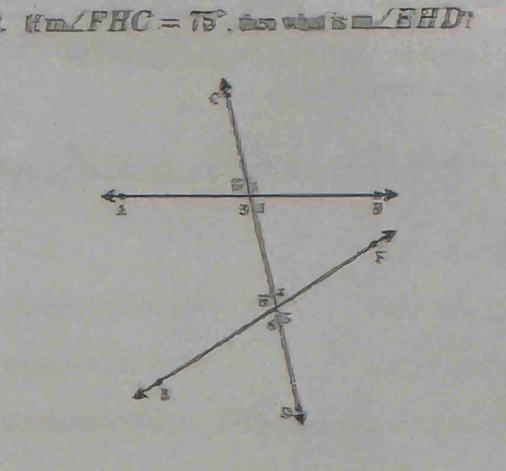 m∠ FHC=75° t whad is m∠ EHD