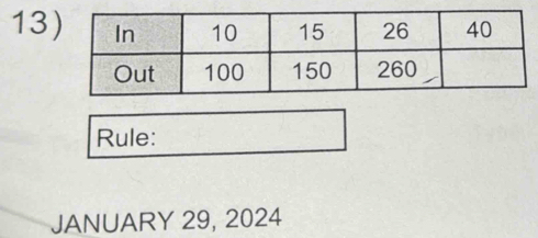 Rule: 
JANUARY 29, 2024