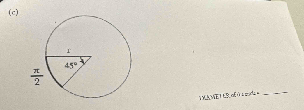 DIAMETER of the circle =
_