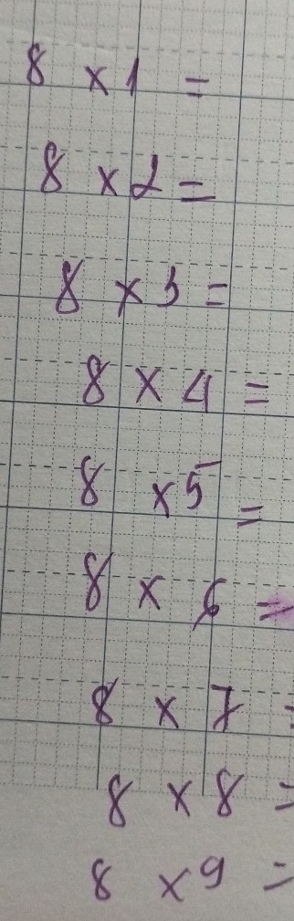 8* 1=
8* 2=
8* 3=
8* 4=
8* 5=
8· x· 6=
8* 7=
8* 8=
8* 9=