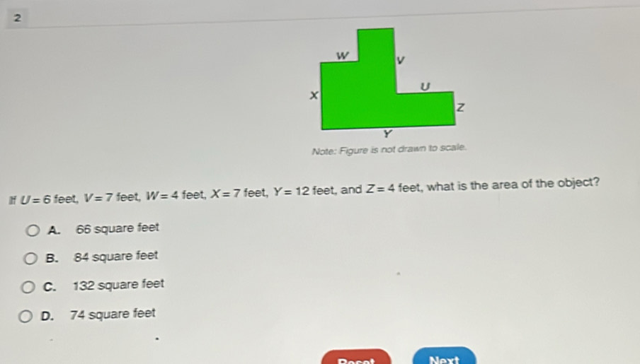Solved: Note: Figure is not drawn to scale. I U=6 feet, V=7 feet, W=4 ...