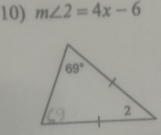 m∠ 2=4x-6