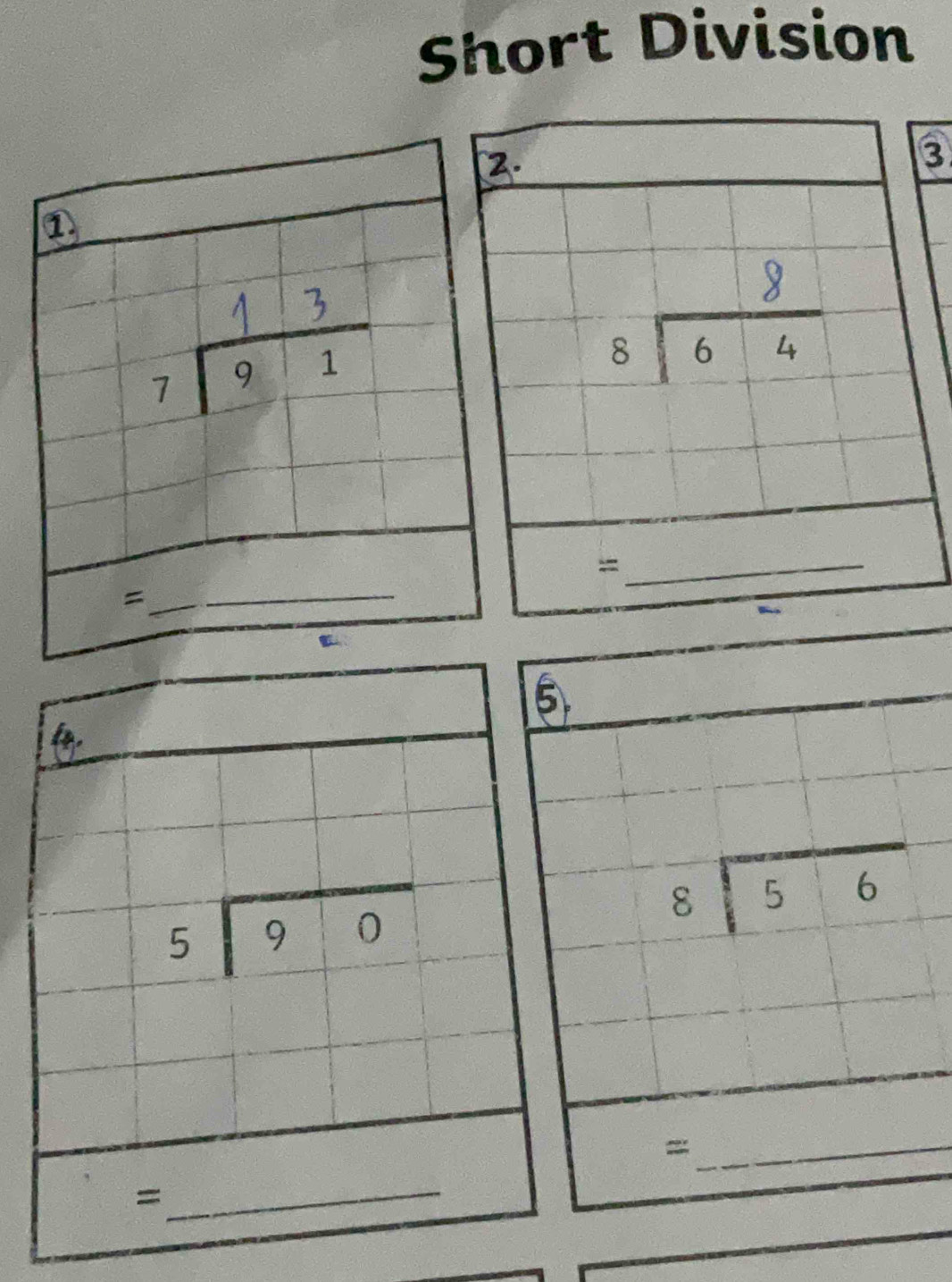 Short Division
③
beginarrayr 8encloselongdiv 56endarray
_=