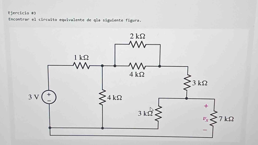 Encontrar el circuito equivalente de qla siguiente figura.