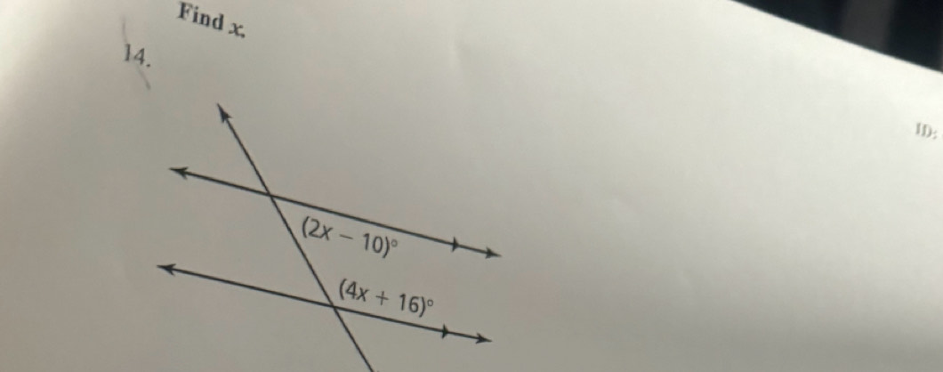 Find x.
14.
1D: