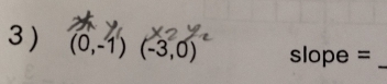 3 ) (0,-1)(-3,0) slope =_