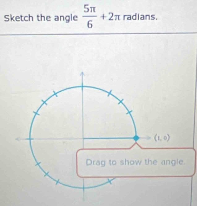 Sketch the angle  5π /6 +2π radians.