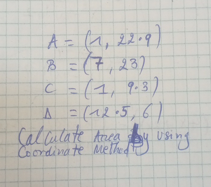 A=(1,22.9)
B=(7,23)
c=(1,9.3)
Delta =(12· 5,6)