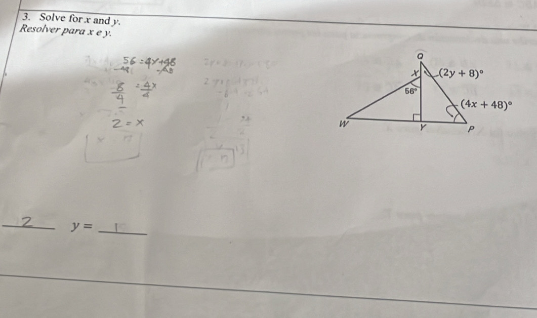 Solve for x and y.
Resolver para x e y.
__ y=