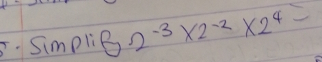 Simpli 32^(-3)* 2^(-2)* 2^4=