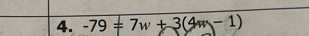 -79=7w+3(4m-1)