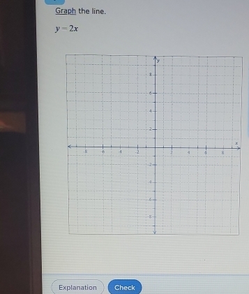 Graph the line.
y=2x
Explanation Check