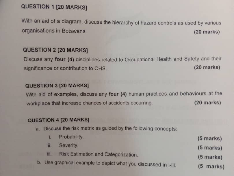Solved: With an aid of a diagram, discuss the hierarchy of hazard ...