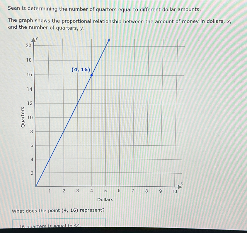 Solved: Sean is determining the number of quarters equal to different ...