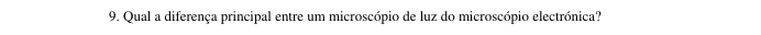 Qual a diferença principal entre um microscópio de luz do microscópio electrónica?