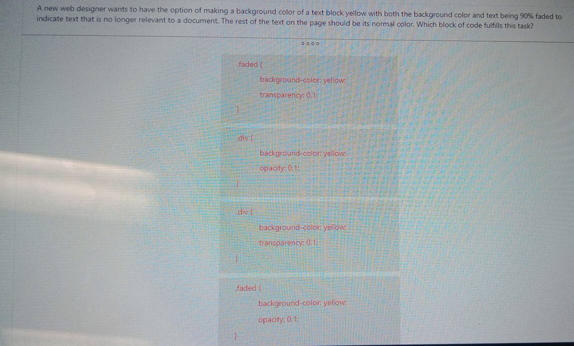 Solved: A new web designer wants to have the option of making a background  color of a text block y [Others], image size:1150x694