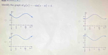 Identify the graph of g(x)=-sin (x-x)+4. 
。