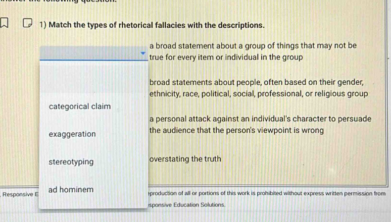 Solved: Match the types of rhetorical fallacies with the descriptions ...