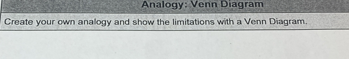 Analogy: Venn Diagram 
Create your own analogy and show the limitations with a Venn Diagram.