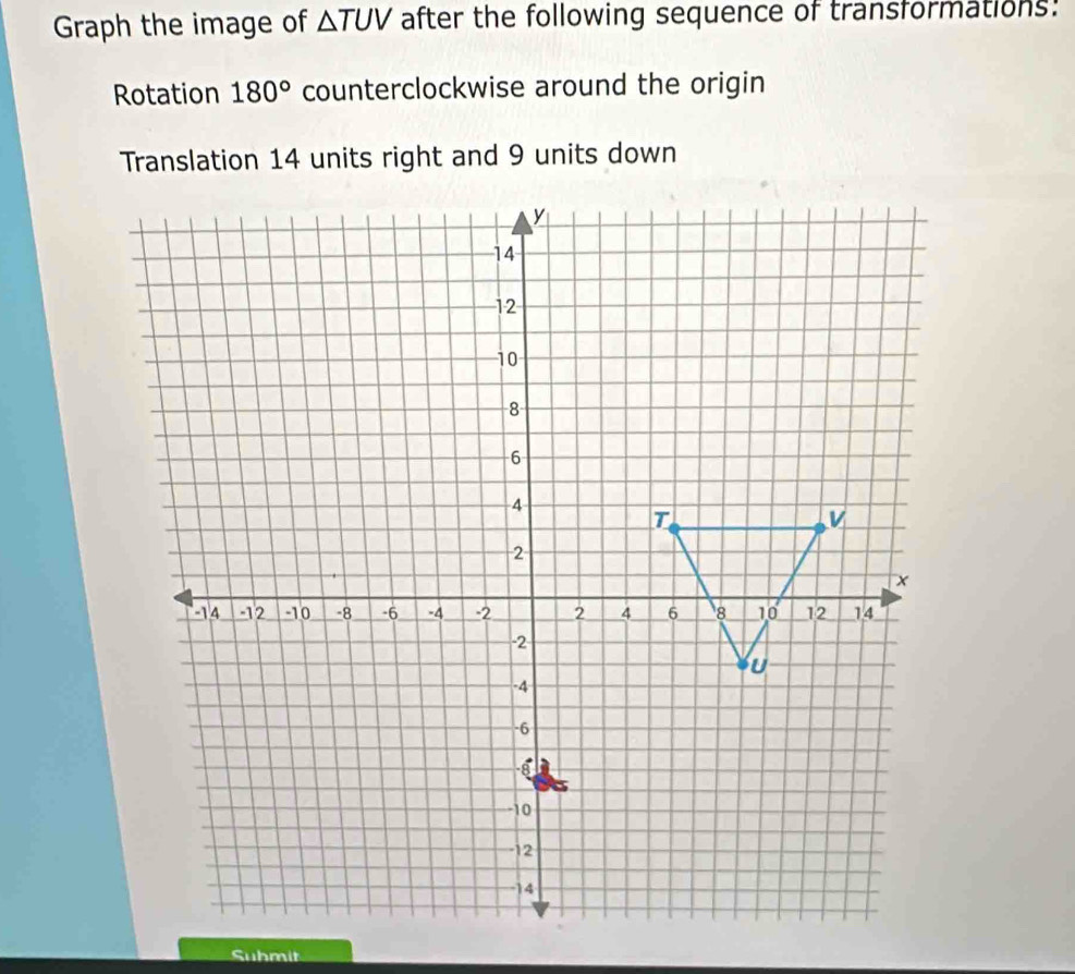 Solved: Graph the image of TUV after the following sequence of ...