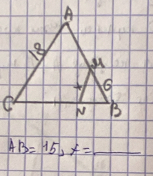 AB=15, x=