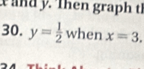 and y. Then graph th 
30. y= 1/2  when x=3.