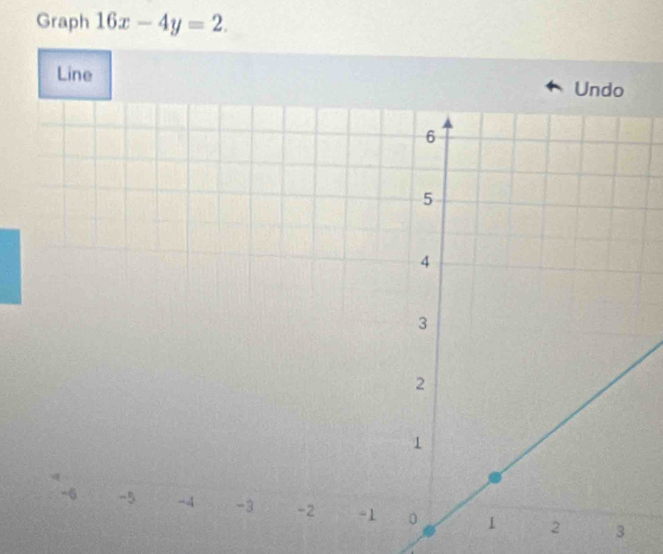 Graph 16x-4y=2. 
Line 
3