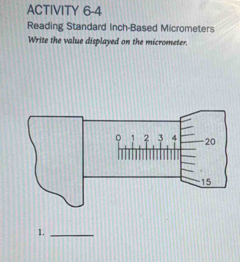 Solved: ACTIVITY 6-4 Reading Standard Inch-Based Micrometers Write the ...
