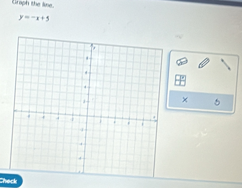 Graph the line.
y=-x+5
× 
Check